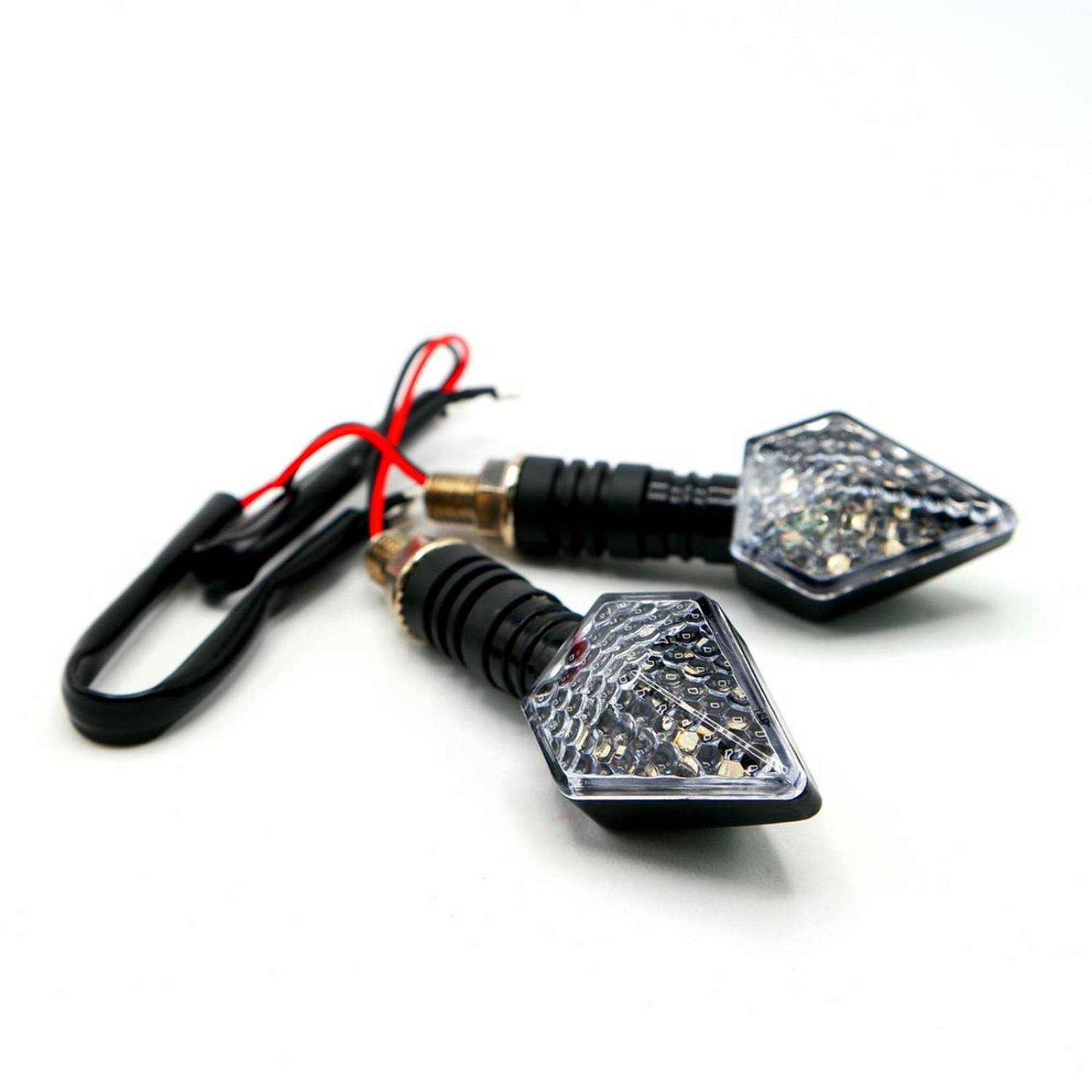 Direccionales Para Moto Rasen Led Tipo Rombo Universal Rojo