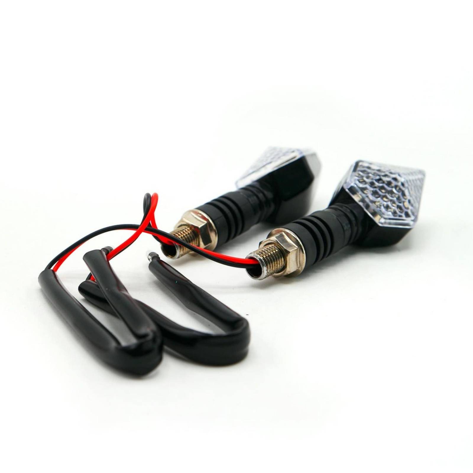 Direccionales Para Moto Rasen Led Tipo Rombo Universal Rojo