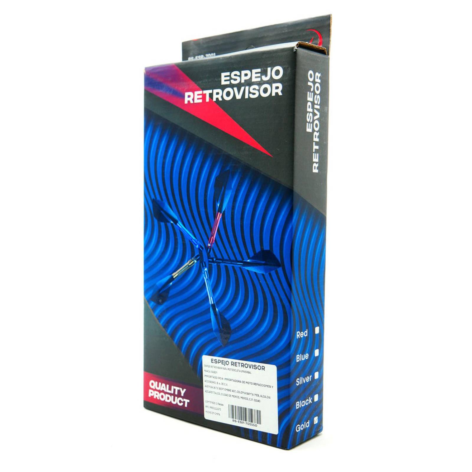 Espejo Para Moto Rasen Deportivo Con Vidrio Azul Tipo Pentagonal Universal            Dorado