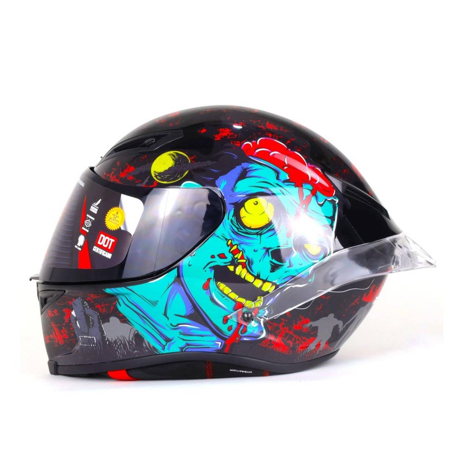 Casco Para Moto Rasen Cerrado Zombie Certificado Dot                Rojo