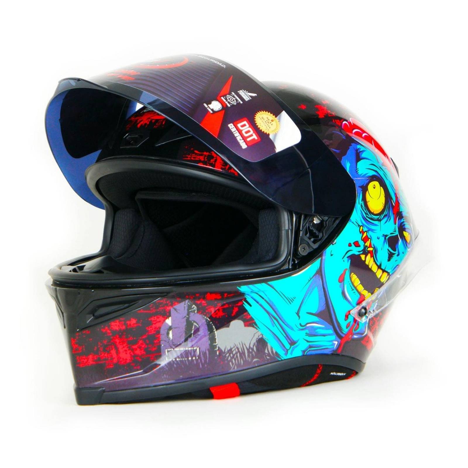 Casco Para Moto Rasen Cerrado Zombie Certificado Dot                Rojo