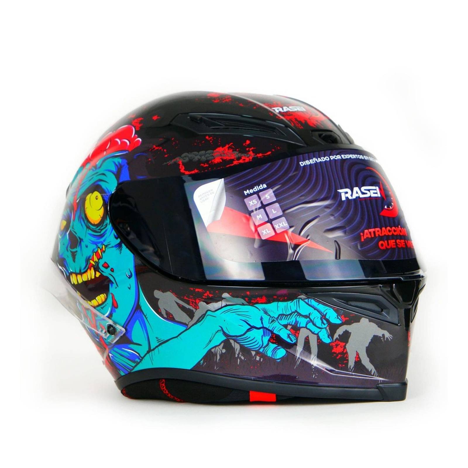 Casco Para Moto Rasen Cerrado Zombie Certificado Dot                Rojo