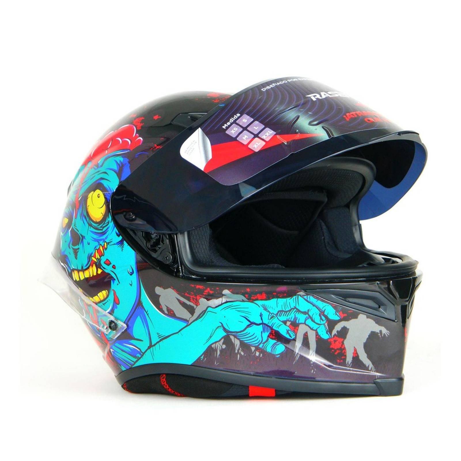 Casco Para Moto Rasen Cerrado Zombie Certificado Dot                Rojo