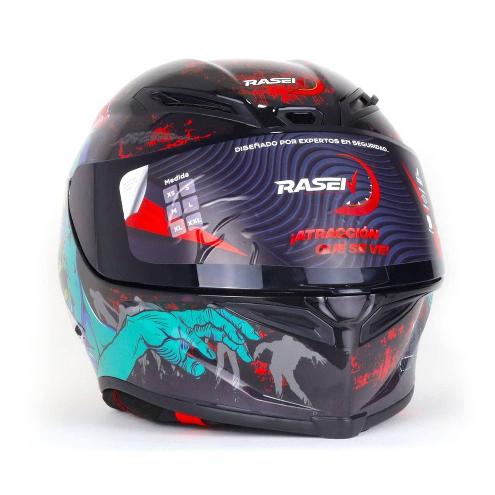 Casco Para Moto Rasen Cerrado Zombie Certificado Dot                Rojo