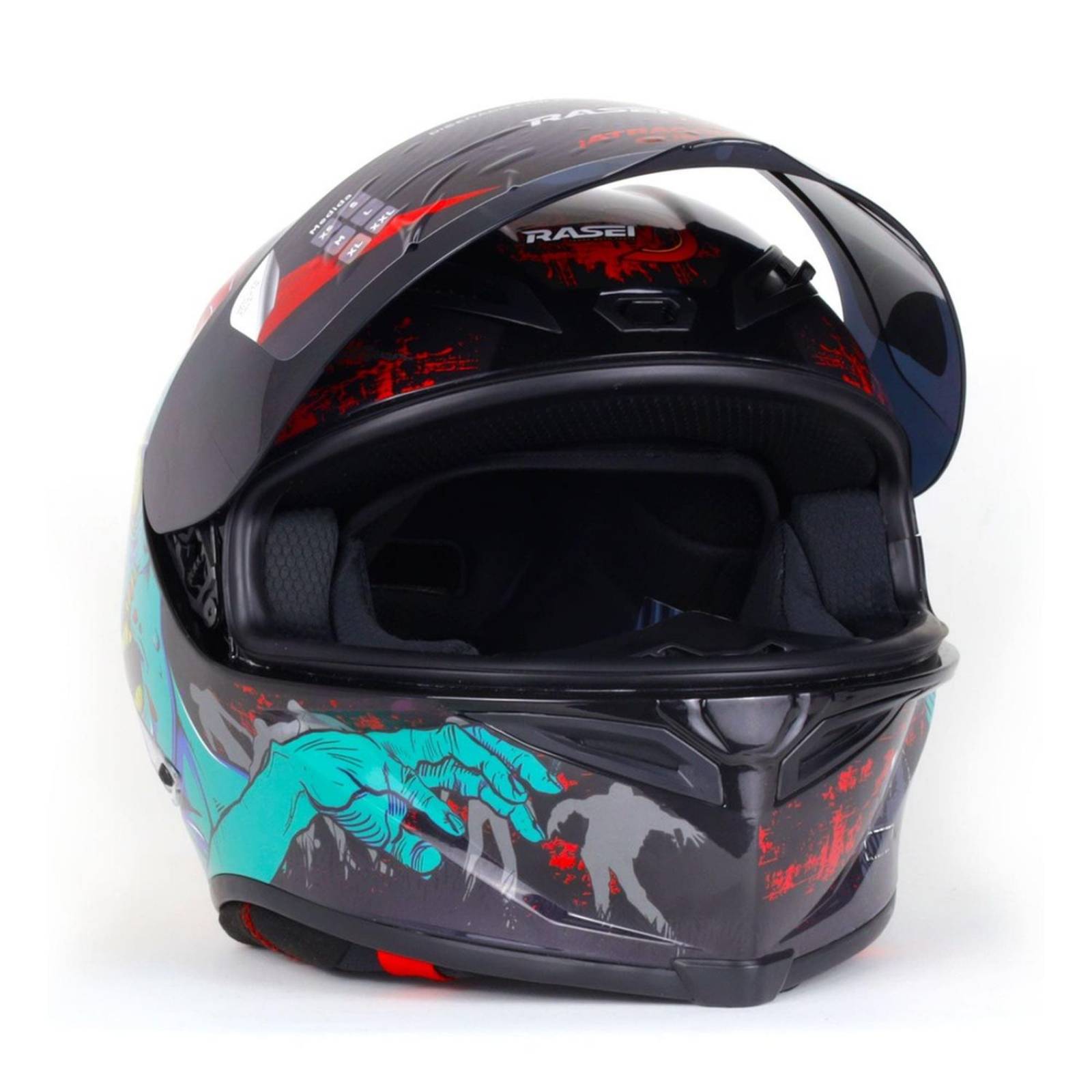 Casco Para Moto Rasen Cerrado Zombie Certificado Dot                Rojo