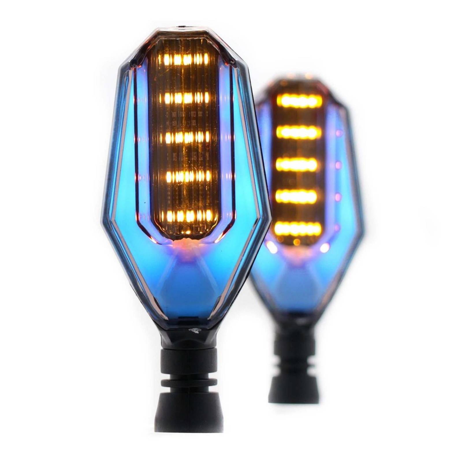 Direccionales Para Moto Rasen Led Secuencial Tipo Caparazon Universal  Azul