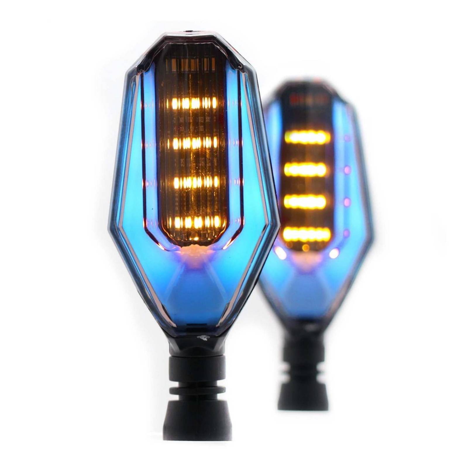 Direccionales Para Moto Rasen Led Secuencial Tipo Caparazon Universal  Azul
