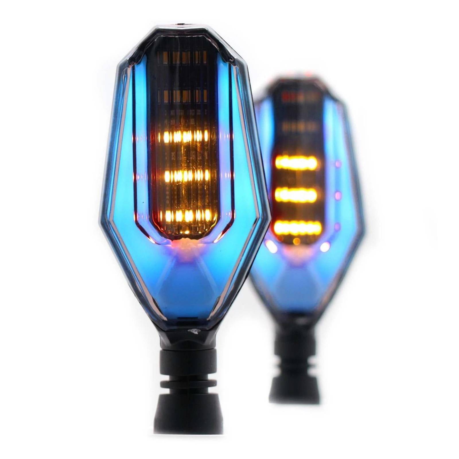 Direccionales Para Moto Rasen Led Secuencial Tipo Caparazon Universal  Azul