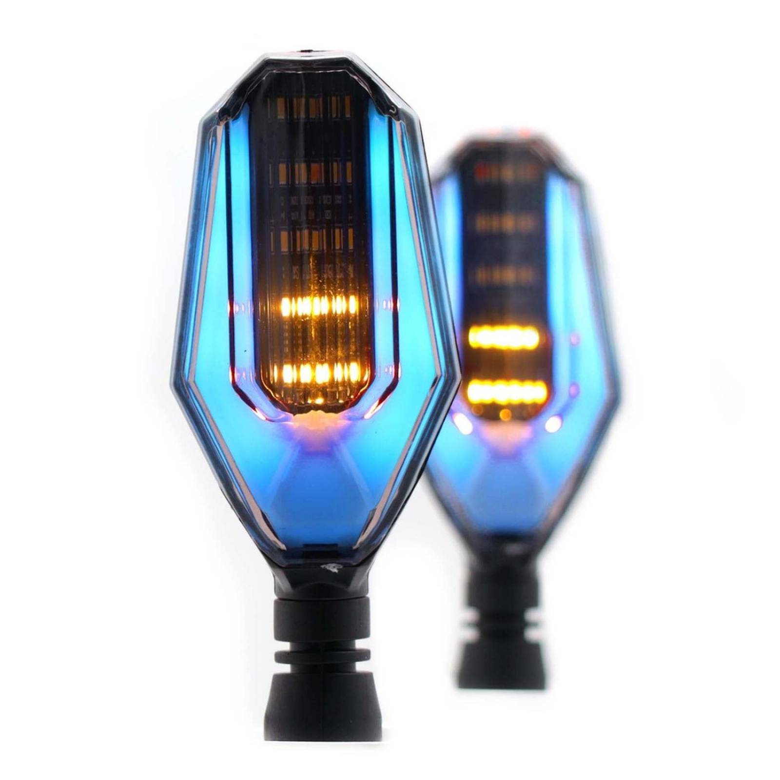 Direccionales Para Moto Rasen Led Secuencial Tipo Caparazon Universal  Azul
