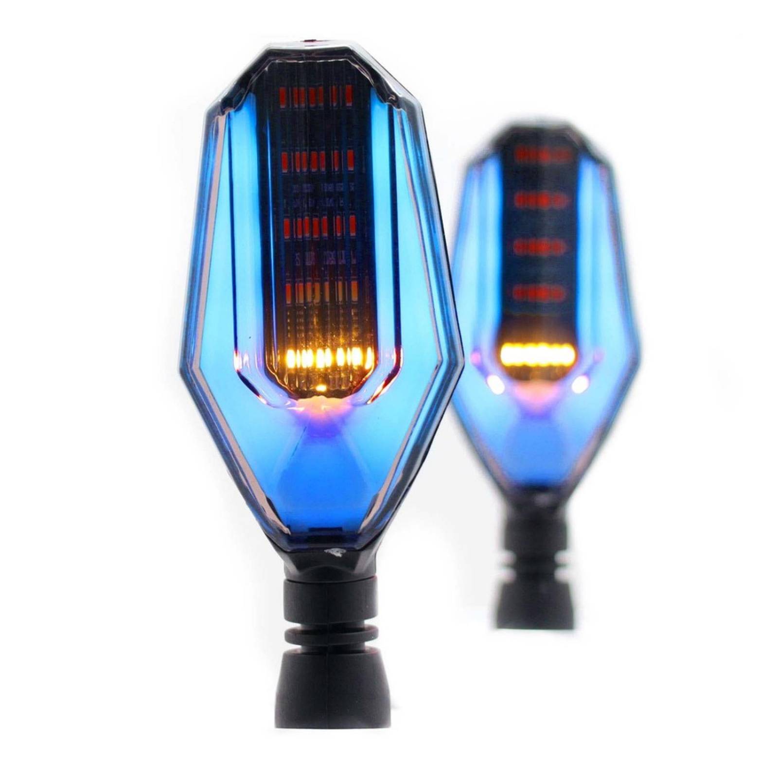 Direccionales Para Moto Rasen Led Secuencial Tipo Caparazon Universal  Azul