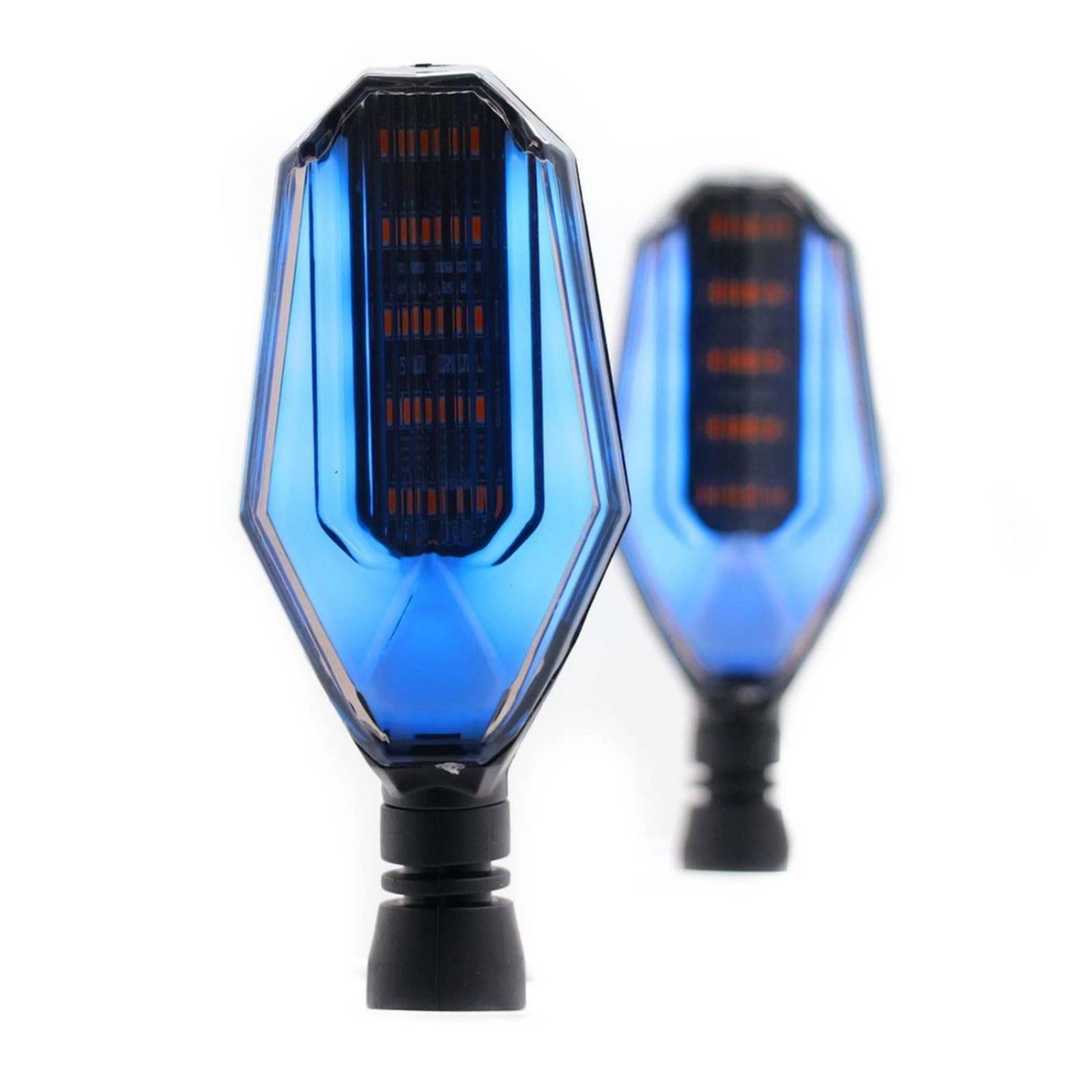 Direccionales Para Moto Rasen Led Secuencial Tipo Caparazon Universal  Azul