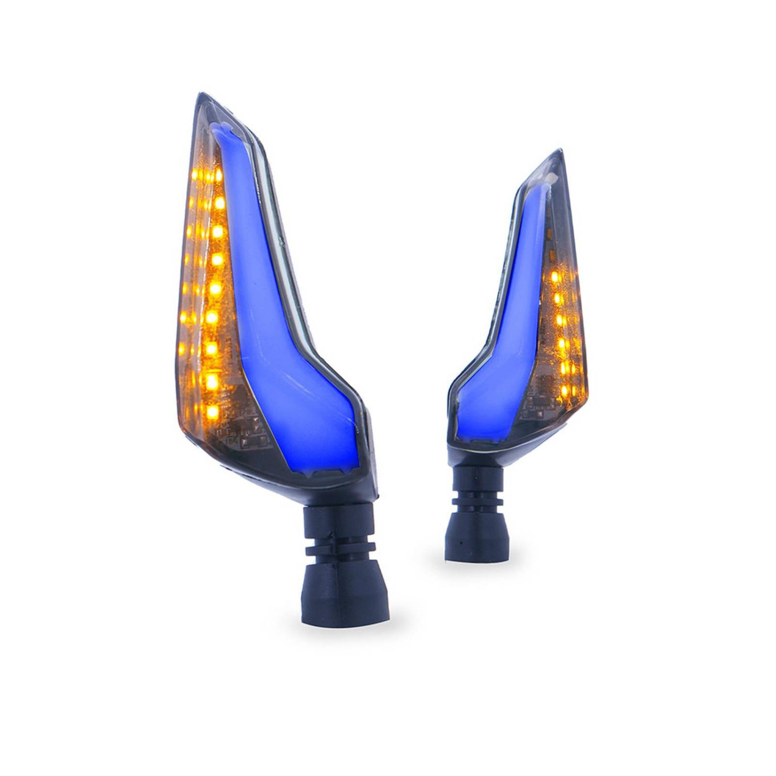 Direccionales Para Moto Rasen Led Secuencial Tipo Ala Universal Azul