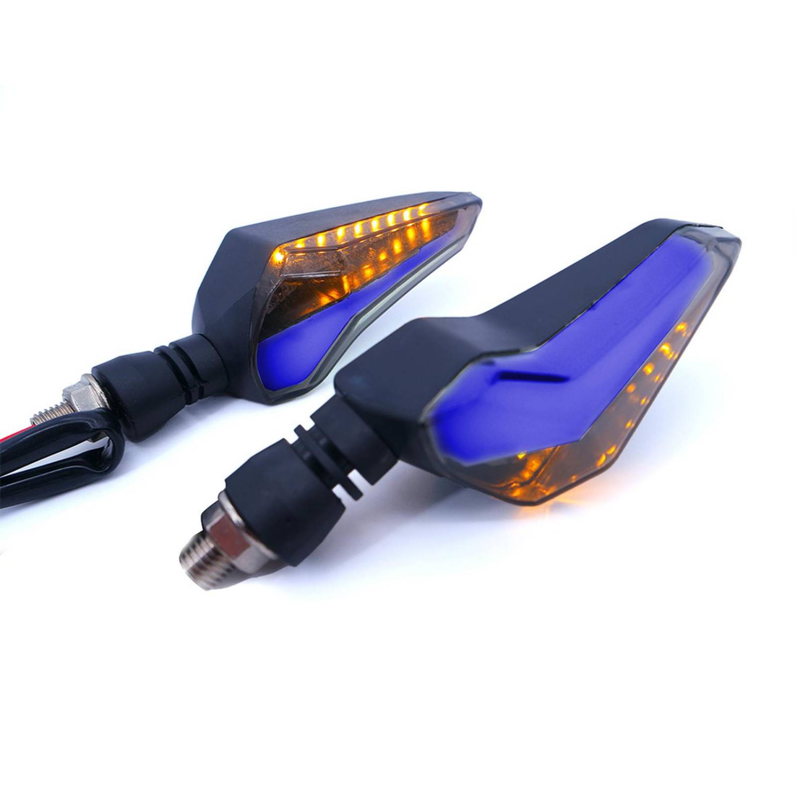 Direccionales Para Moto Rasen Led Secuencial Tipo Ala Universal Azul