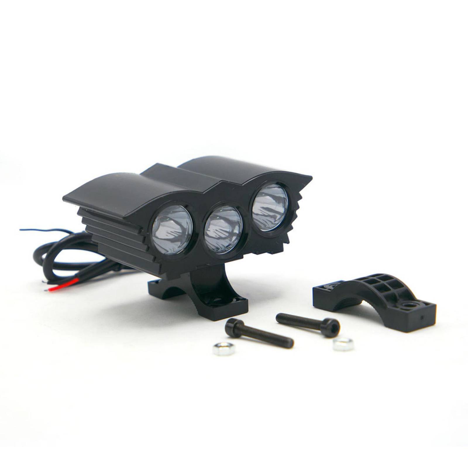 Faro Para Moto Rasen Auxiliar Led Tipo Aguila 3 Ojos Blanco Con Luz Alta, Baja Y Estrobo      