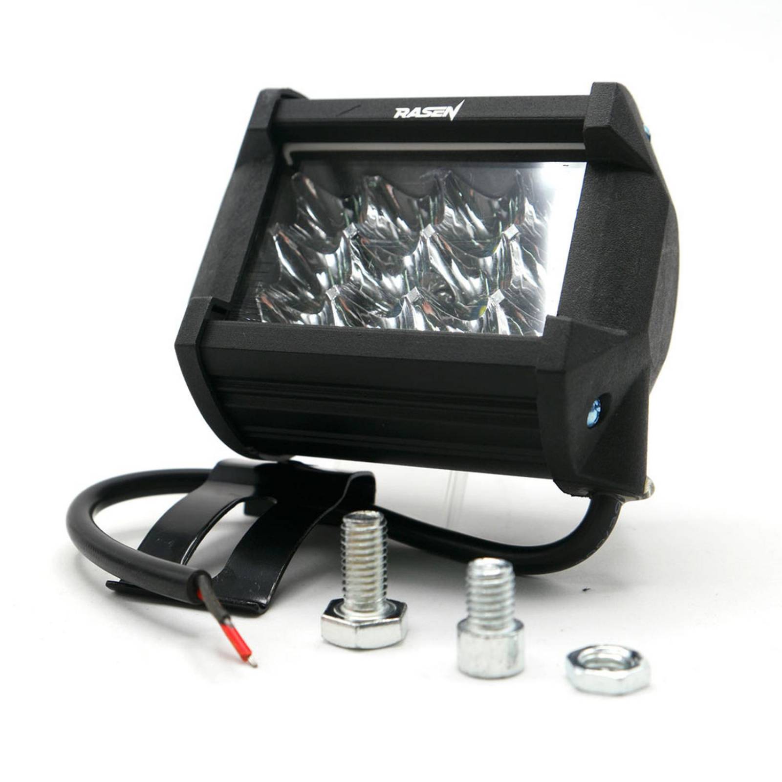 Faro Para Moto Rasen Cuadrado 12 Led Luz Blanca 3 Celdas Con Luz Alta, Baja Y Estrobo