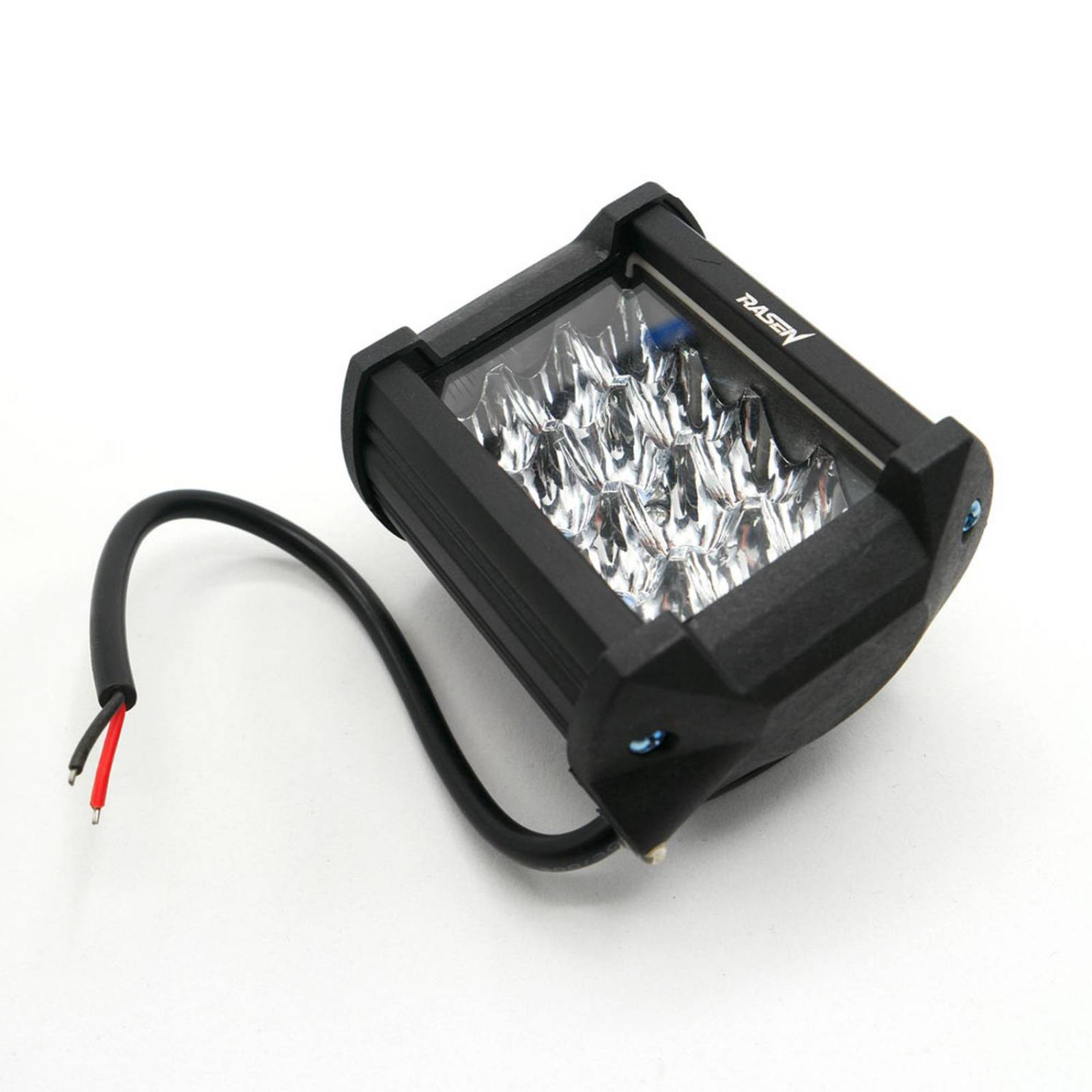 Faro Para Moto Rasen Cuadrado 12 Led Luz Blanca 3 Celdas Con Luz Alta, Baja Y Estrobo