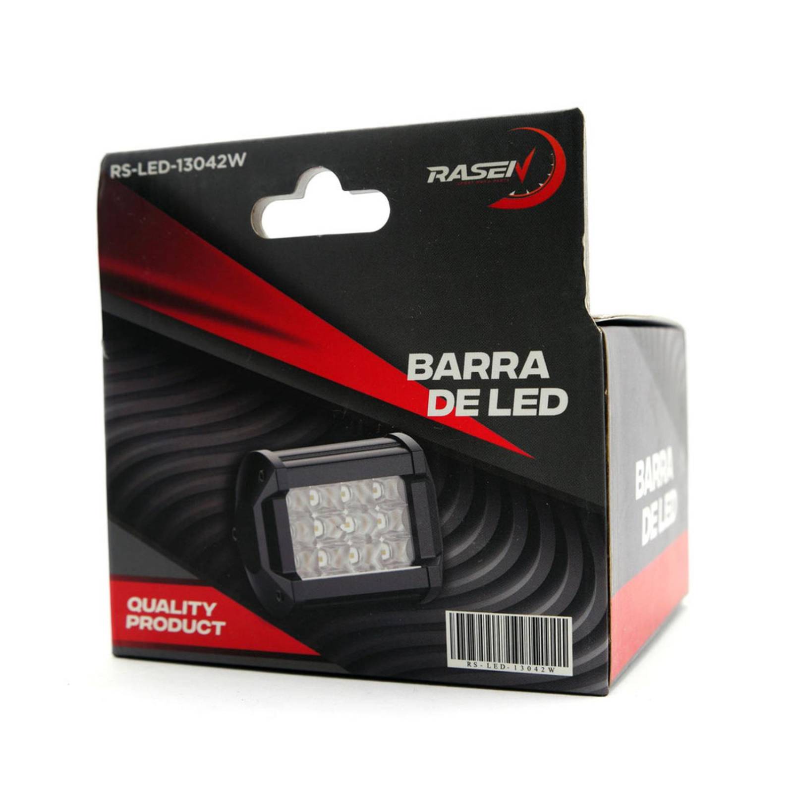 Faro Para Moto Rasen Cuadrado 12 Led Luz Blanca 3 Celdas Con Luz Alta, Baja Y Estrobo