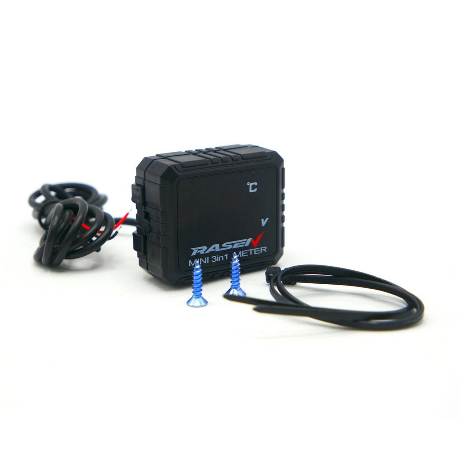 Cargador Para Moto Rasen 3 En 1 Con Puerto De Usb, Medidor De Voltaje Y Medidor De Temperatura Digital    