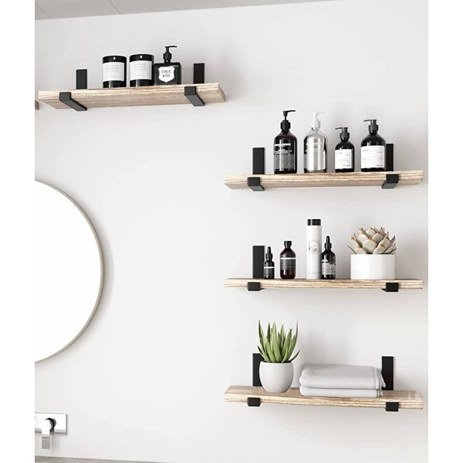 Soportes Estantes Pared   Color negro flotantes Acero Metal Cocina Baños cuartos oficinas taller