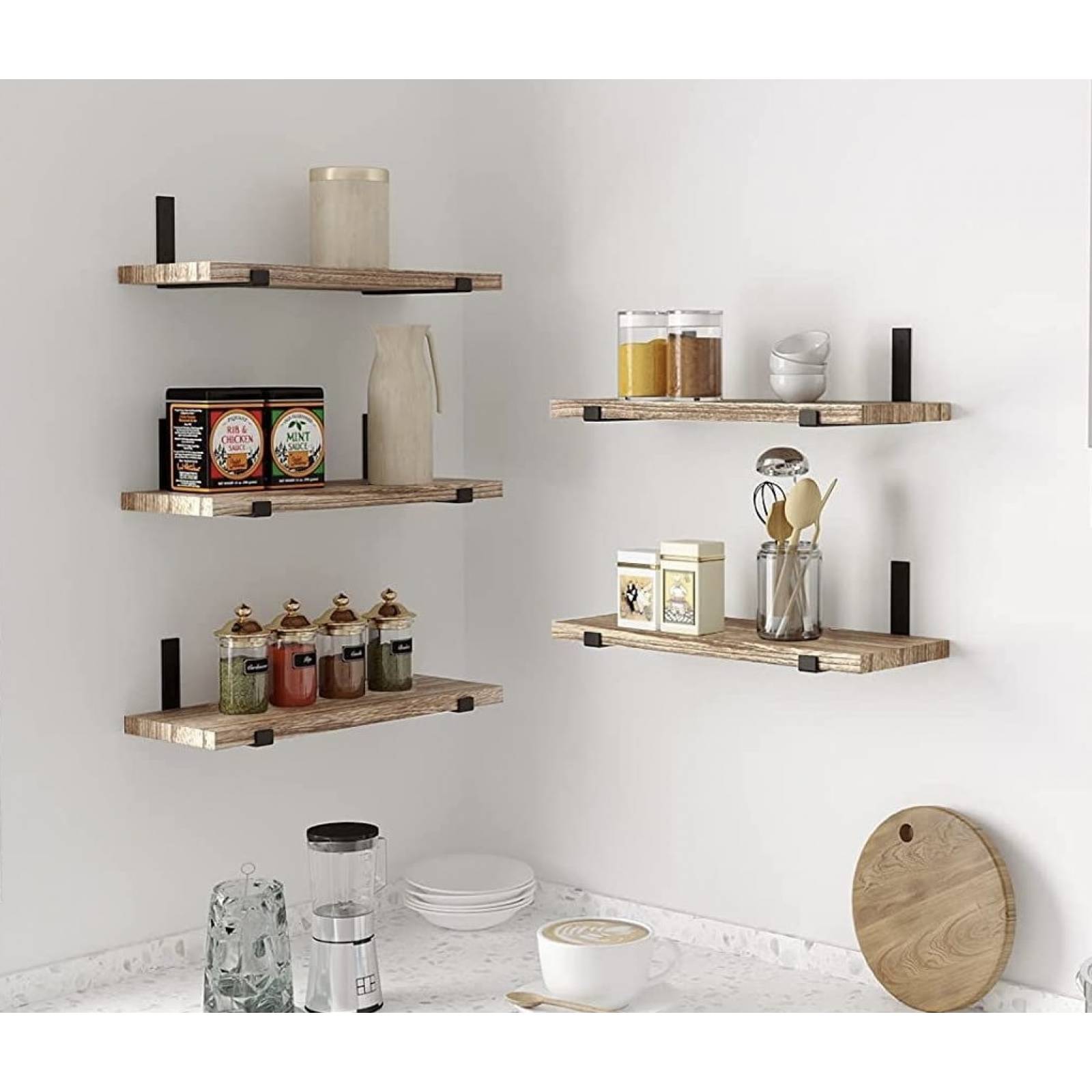 Soportes Estantes Pared   Color negro flotantes Acero Metal Cocina Baños cuartos oficinas taller