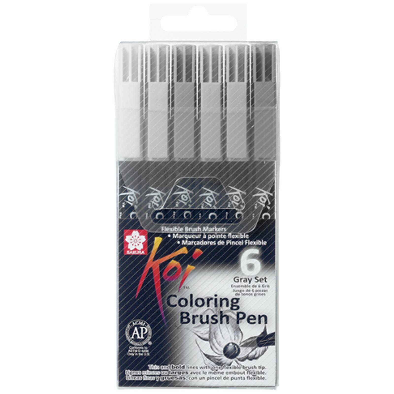 Marcadores Pincel Flexible Con 6 Piezas Escala De Grises