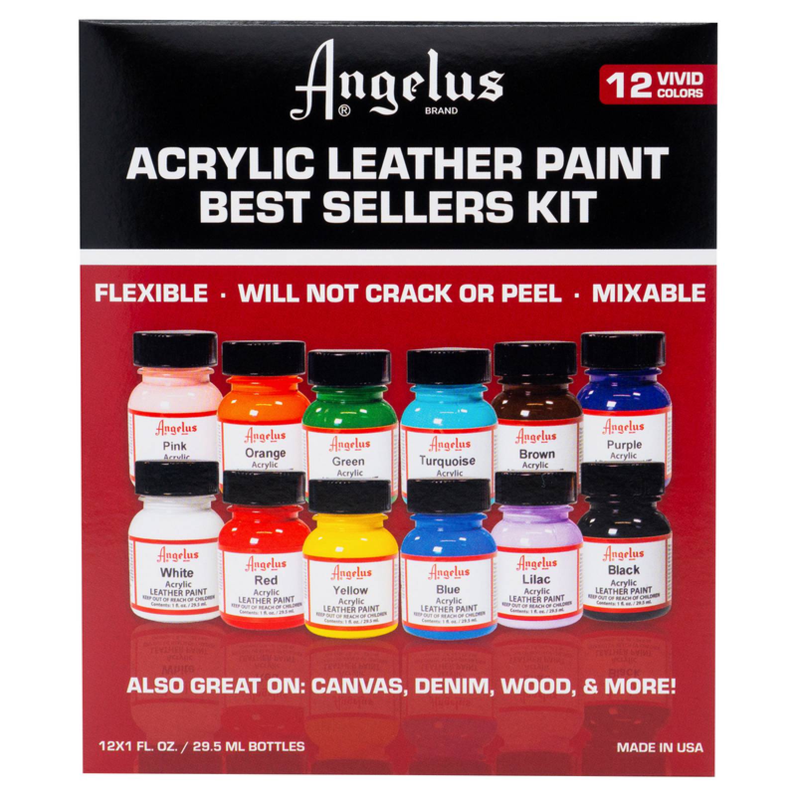 Set Pintura Acrílica Angelus Best Sellers Kit - Box 12 Colores