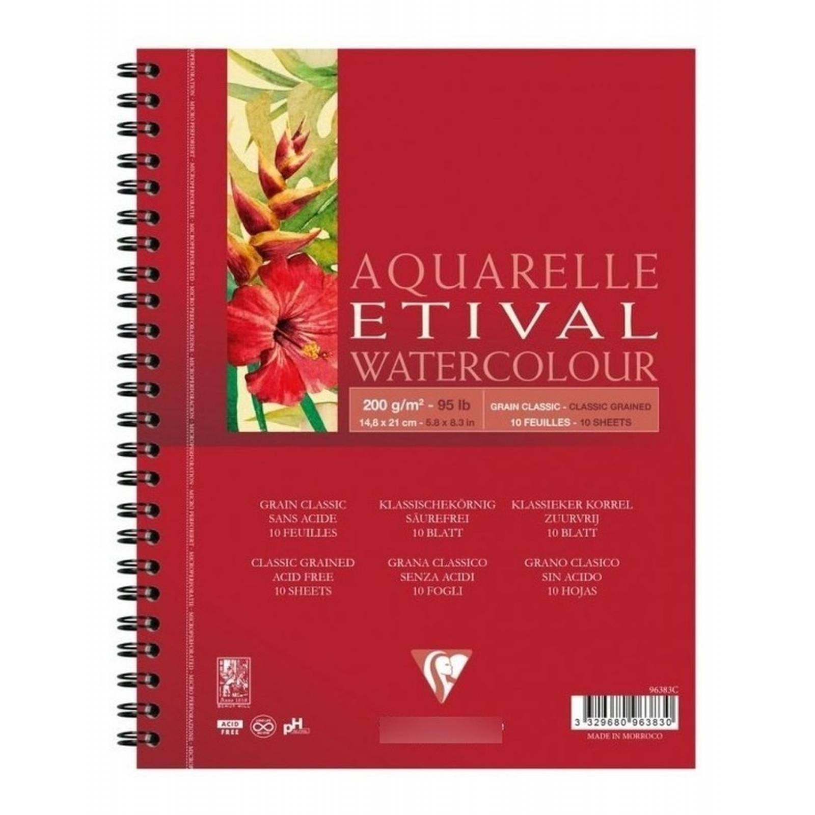 Block Blanco Acuareable A5 Clairefontaine Evital Con Espiral 