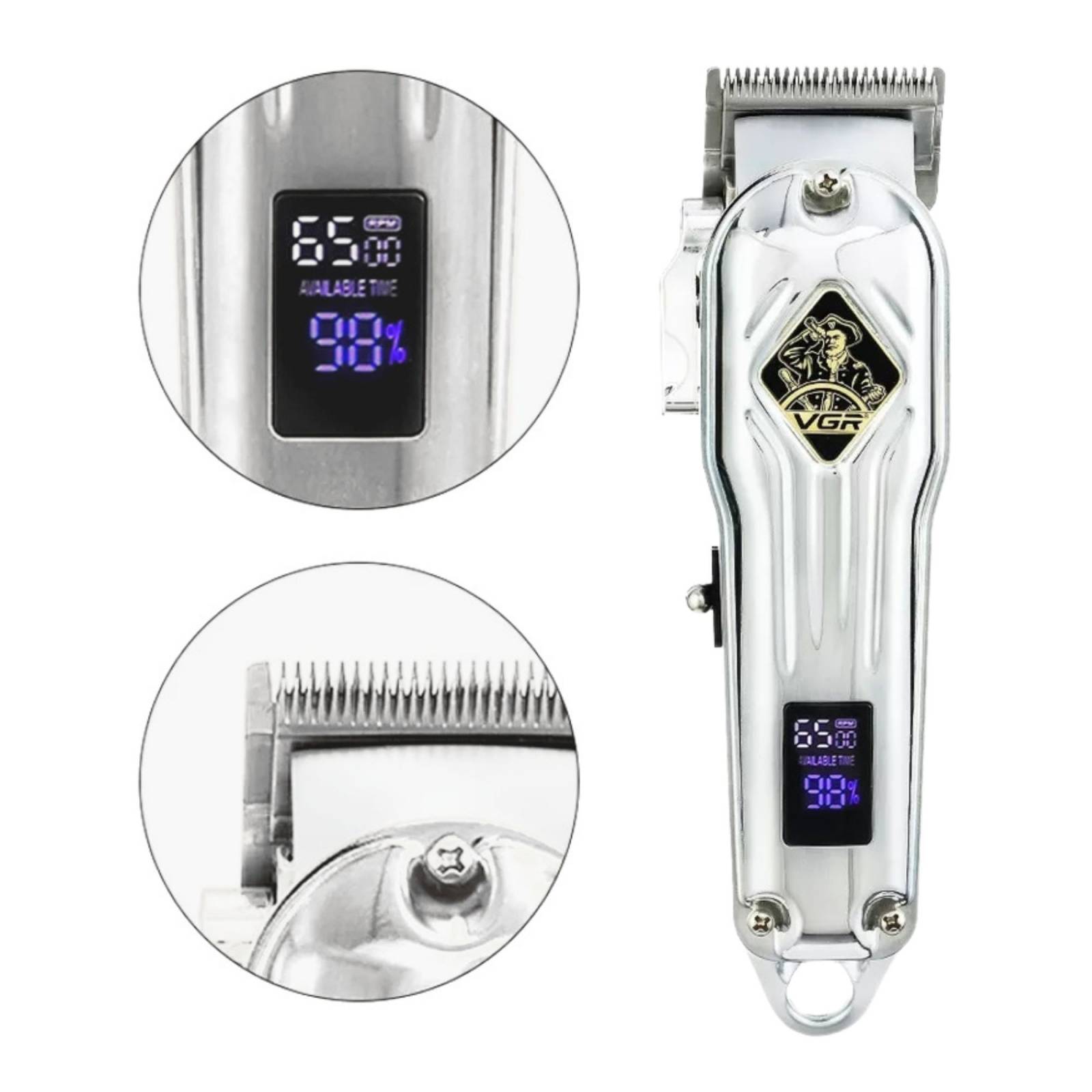 Vgr V-267 Clipper Recortadora De Cabello Profesional Recargable Máquina Inalámbrica Con Batería De Larga Duración Ideal Para Barbero, Barbería Y Hogar, Cuchillas De Acero Inoxidable