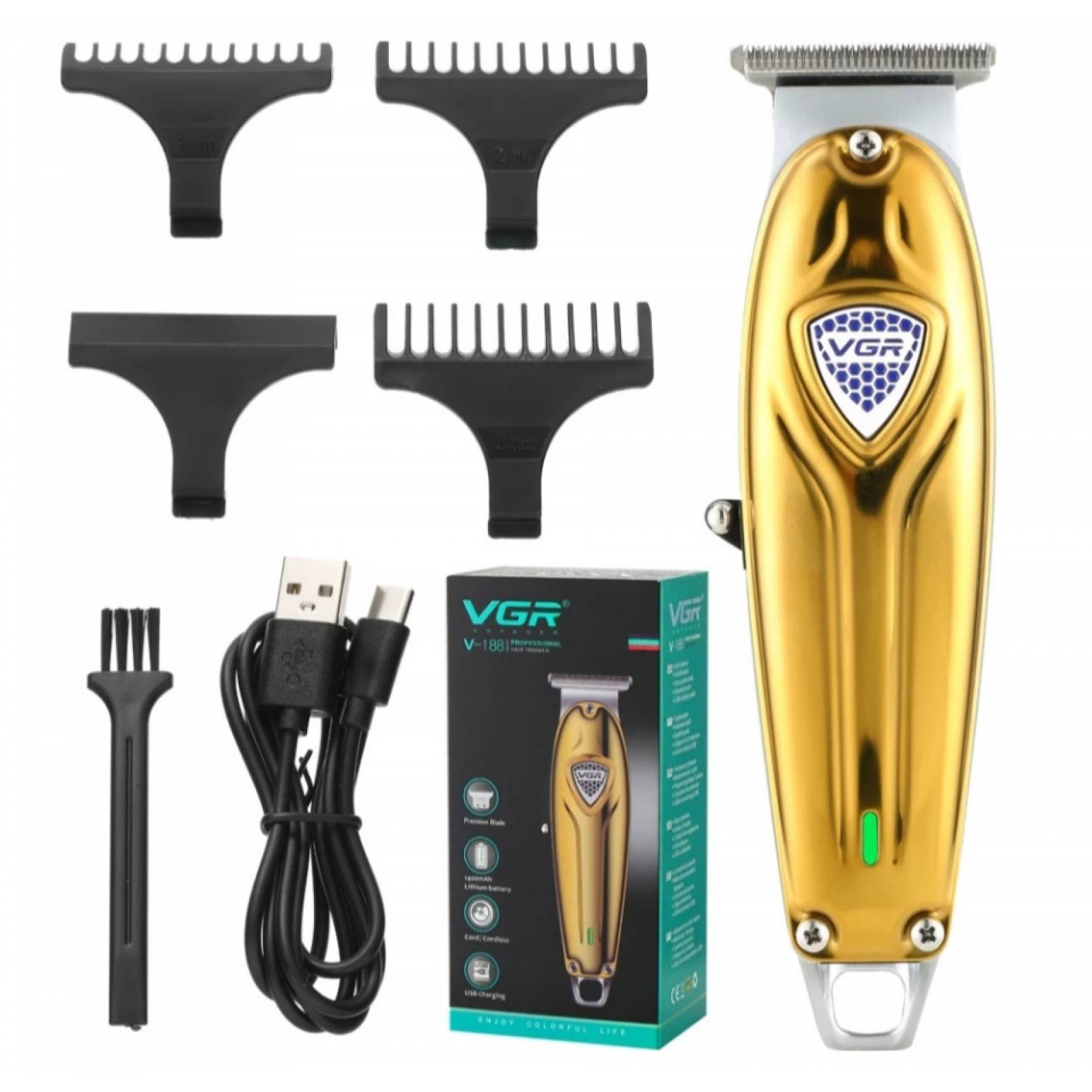 Vgr V-188 Trimmer Perfiladora Terminadora Detailer De Cabello Profesional Recargable Máquina Inalámbrica Con Batería De Larga Duración Ideal Para Barbero, Barbería, Hogar, Cuchillas De Acero Inoxidable