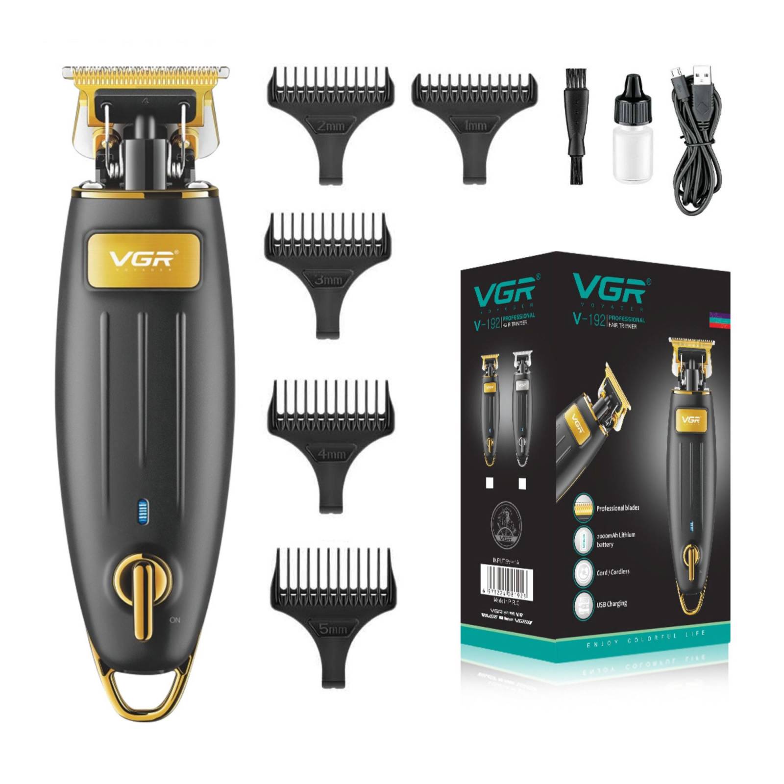 Vgr V-192 Trimmer Perfiladora Terminadora Detailer De Cabello Profesional Recargable Máquina Inalámbrica Con Batería De Larga Duración Ideal Para Barbero, Barbería, Hogar, Cuchillas De Acero Inoxidable