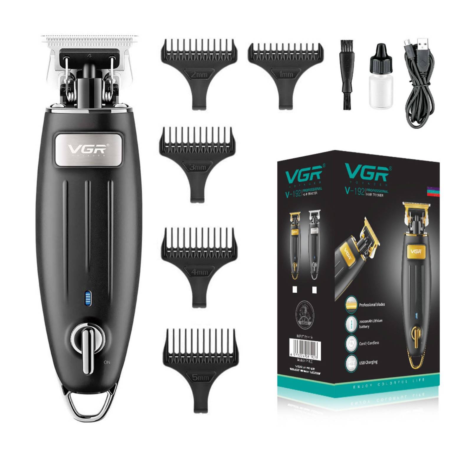 Vgr V-192 Trimmer Perfiladora Terminadora Detailer De Cabello Profesional Recargable Máquina Inalámbrica Con Batería De Larga Duración Ideal Para Barbero, Barbería, Hogar, Cuchillas De Acero Inoxidable