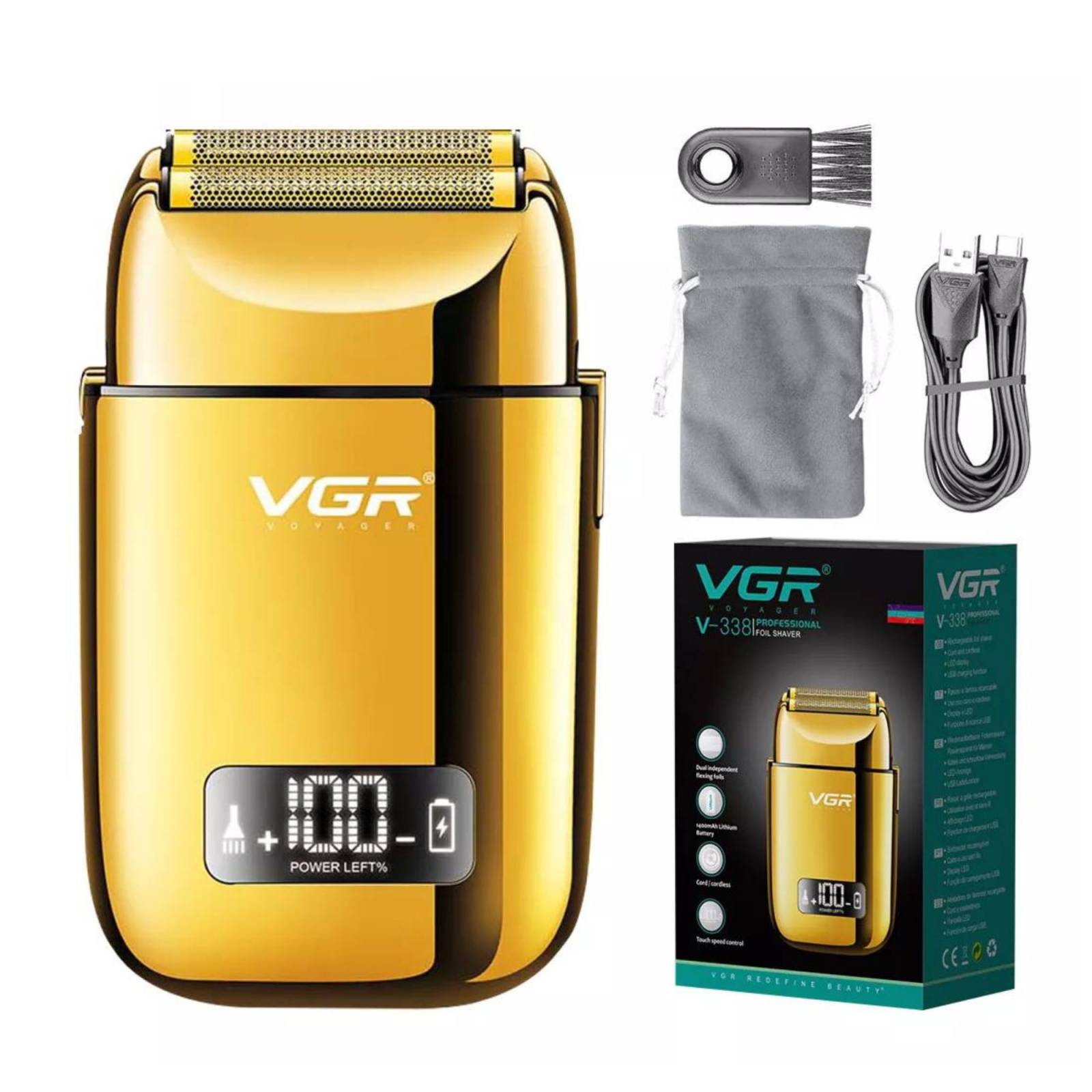 Vgr V-338 Shaver Afeitadora De Cabello, Barba, Bigote y Cuerpo Máquina Profesional Recargable e Inalámbrica Con Batería De Larga Duración Ideal Para Barbero, Barbería, Uso Personal, Uso En Seco
