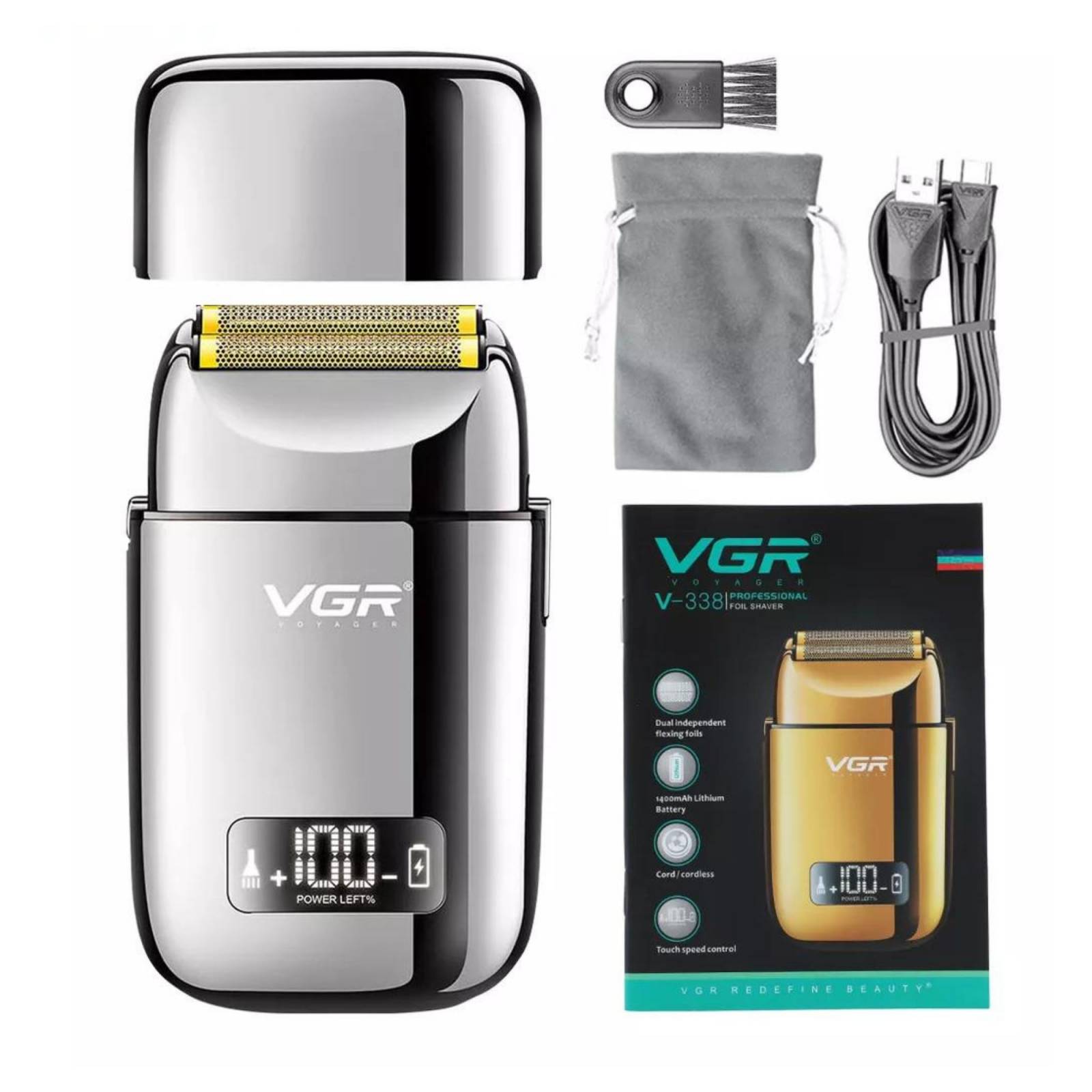 Vgr V-338 Shaver Afeitadora De Cabello, Barba, Bigote y Cuerpo Máquina Profesional Recargable e Inalámbrica Con Batería De Larga Duración Ideal Para Barbero, Barbería, Uso Personal, Uso En Seco