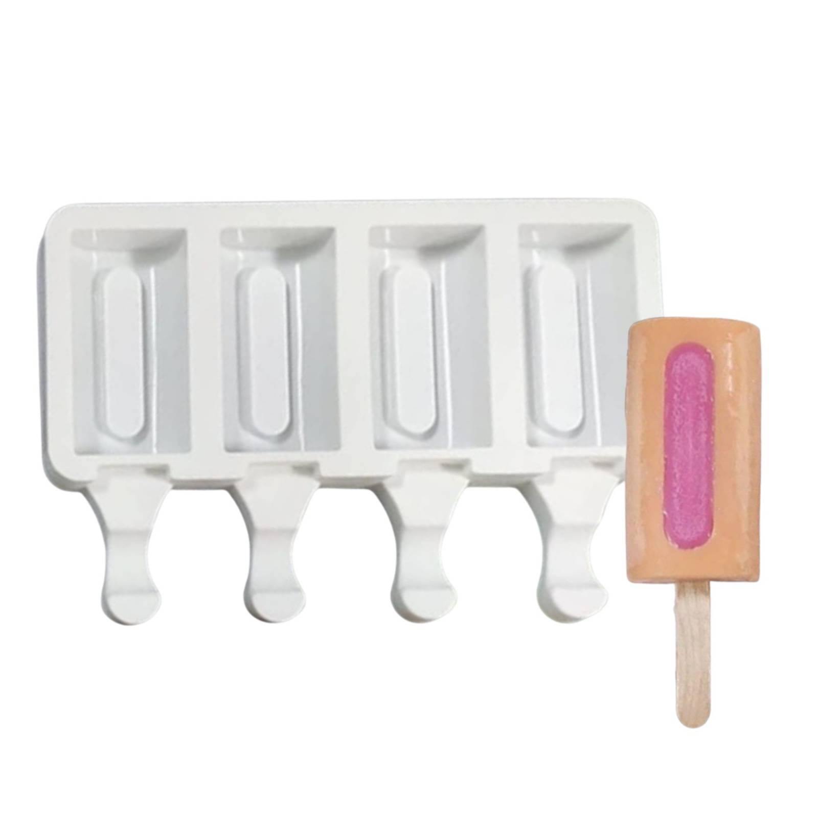 Moldes para paletas de hielo reutilizables ecomlab silicona de grado alimenticio, antiadherentes y flexibles de fácil desmolde, utensilio de repostería - pastelería con 4 cavidades para helado Cavidad.