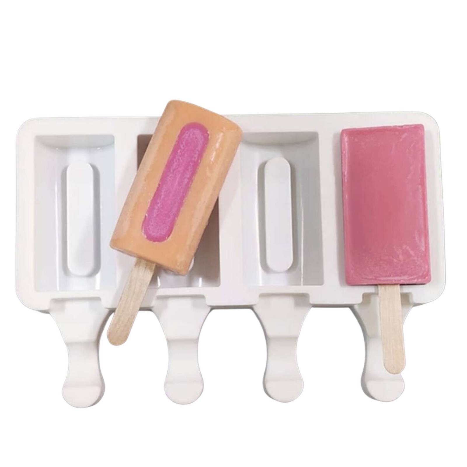 Moldes para paletas de hielo reutilizables ecomlab silicona de grado alimenticio, antiadherentes y flexibles de fácil desmolde, utensilio de repostería - pastelería con 4 cavidades para helado Cavidad.