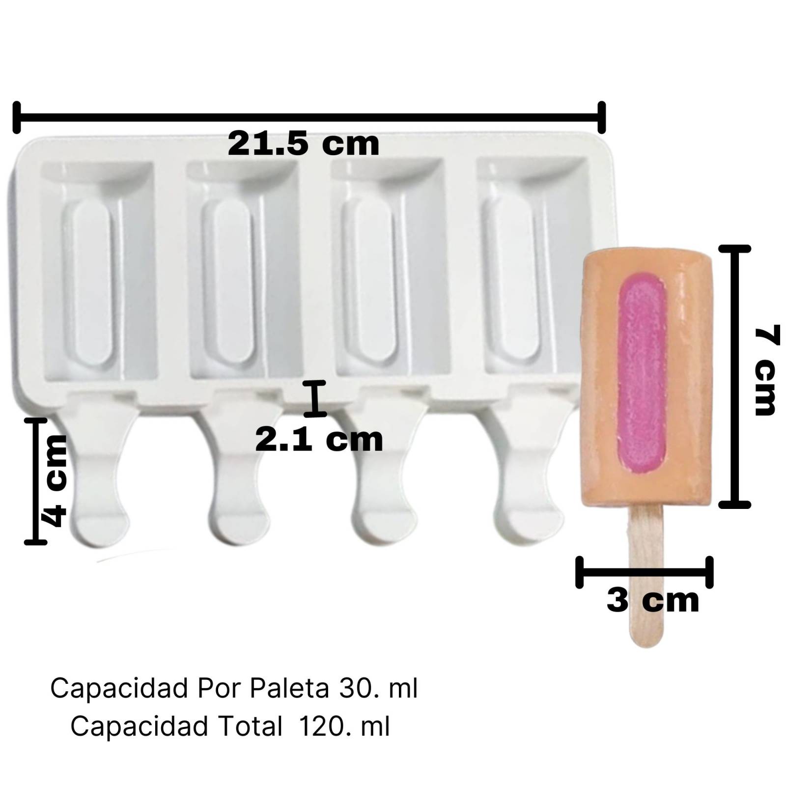 Moldes para paletas de hielo reutilizables ecomlab silicona de grado alimenticio, antiadherentes y flexibles de fácil desmolde, utensilio de repostería - pastelería con 4 cavidades para helado Cavidad.