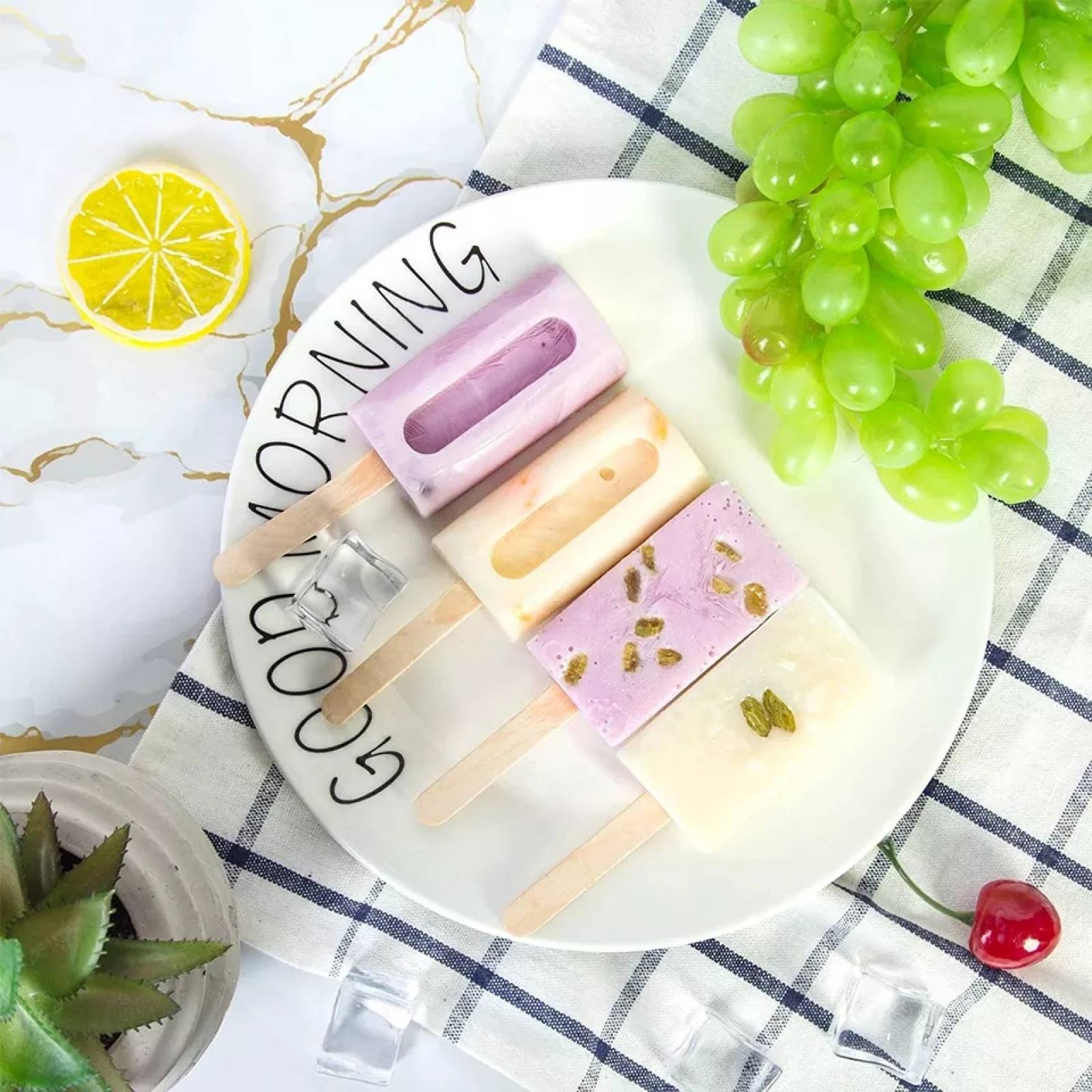 Moldes para paletas de hielo reutilizables ecomlab silicona de grado alimenticio, antiadherentes y flexibles de fácil desmolde, utensilio de repostería - pastelería con 4 cavidades para helado Cavidad.