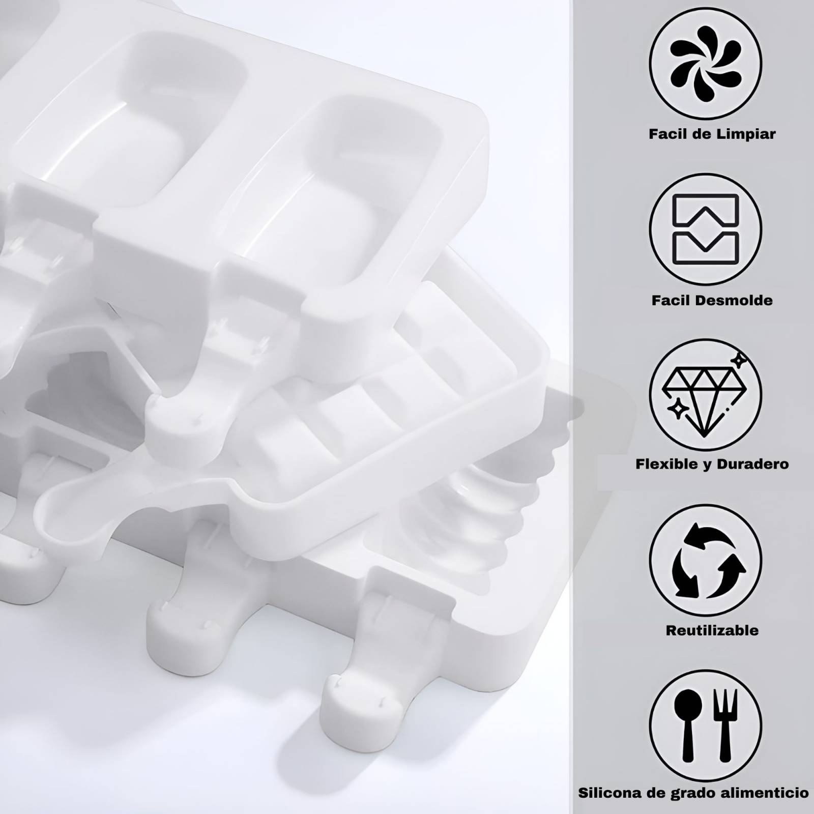 Moldes para paletas de hielo reutilizables ecomlab silicona de grado  alimenticio, antiadherentes y flexibles de fácil