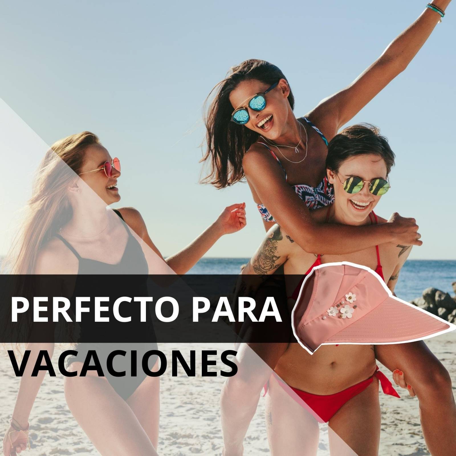 Sombrero Para Sol Dama Playa Primavera Verano Protección Uv (Azul)