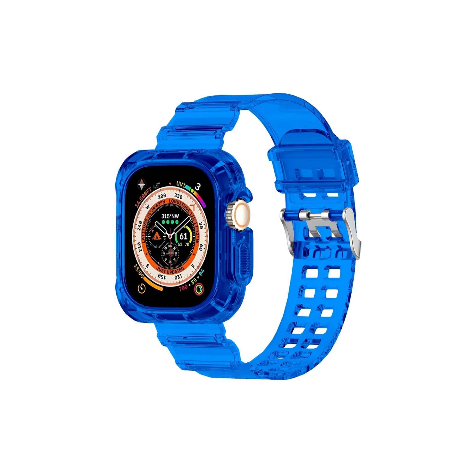 Correa de silicona ultra resistente para Apple Watch todas las series 38/40/41/42/44/45mm diseñada para un uso rudo y duradero estilo y protección (Azul)