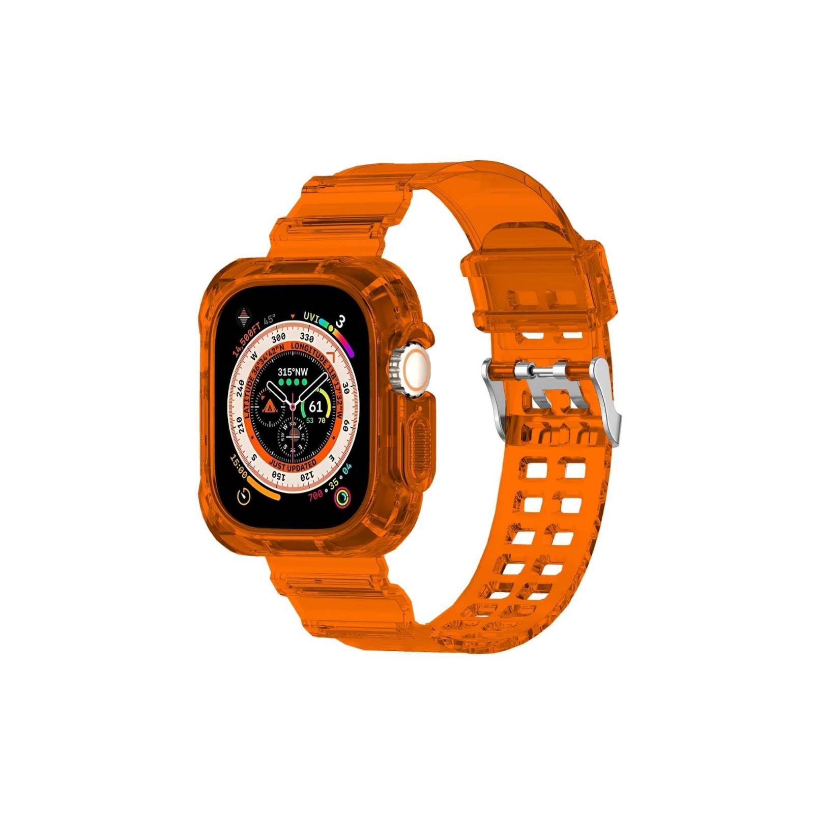 Correa de silicona ultra resistente para Apple Watch todas las series 38/40/41/42/44/45mm diseñada para un uso rudo y duradero estilo y protección (Naranja)