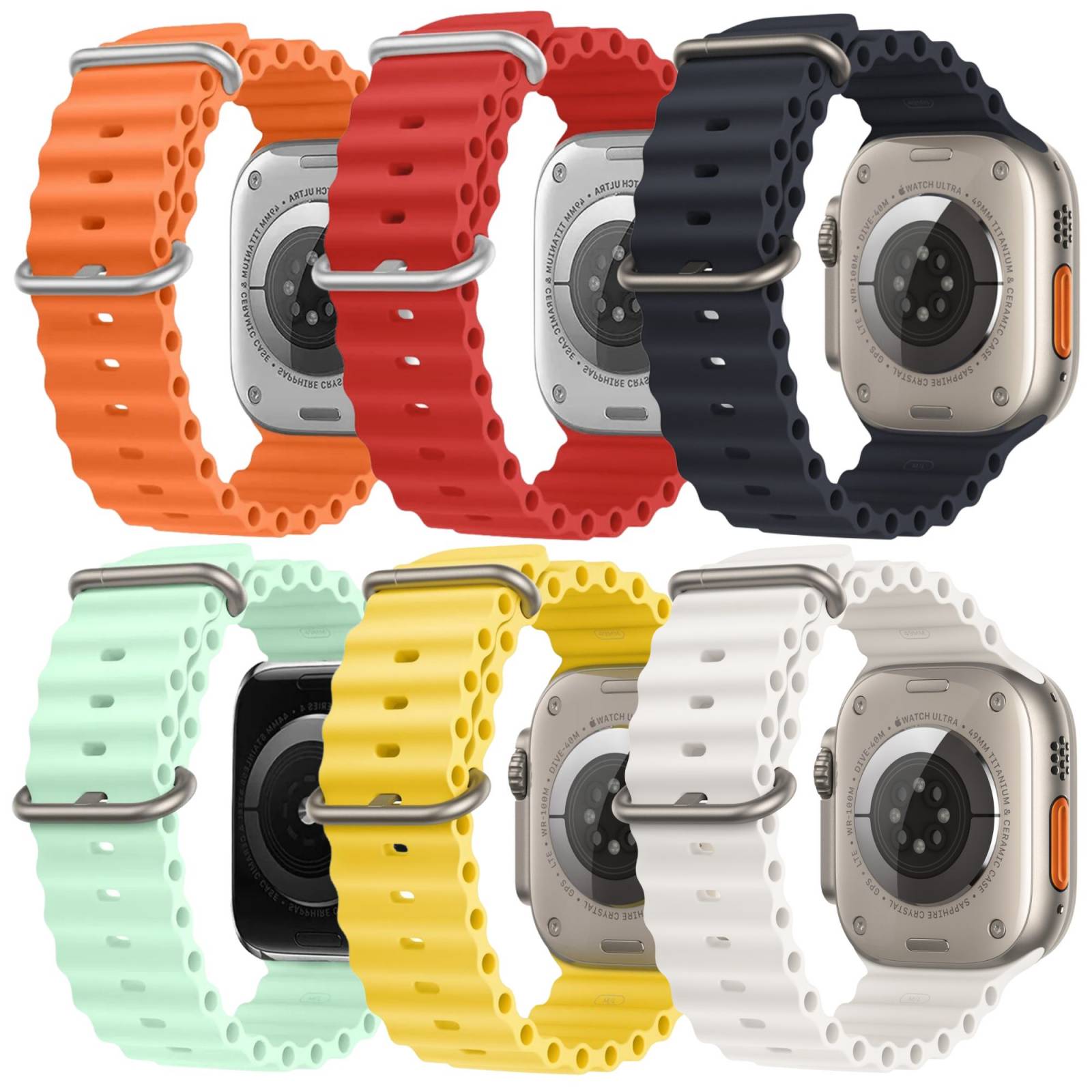 Correa Ocean Band Para Apple Watch ecomlab, Brazalete Deportivo De Entrenamiento Ajustable, Impermeable Y Suave Para Apple Watch Series 1,2,3,4,5,6,7,8,Ultra,Se (38/40/41/42/44/45/49 Mm)