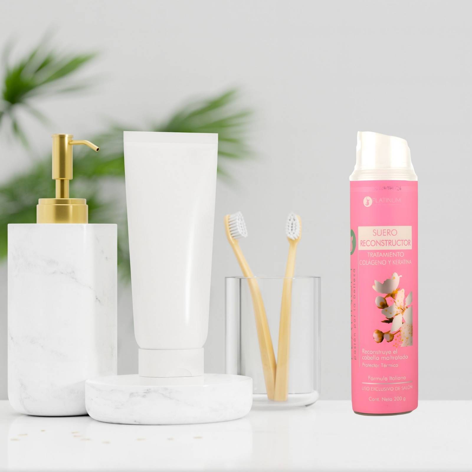 ecomlab Tratamiento Capilar Platinum Suero Reconstructor Colágeno Y Keratina Para Cabello Maltratado Y Quebradizo Protector Térmico Profesional, Suero Restaurador Para Belleza Capilar 200 gr.