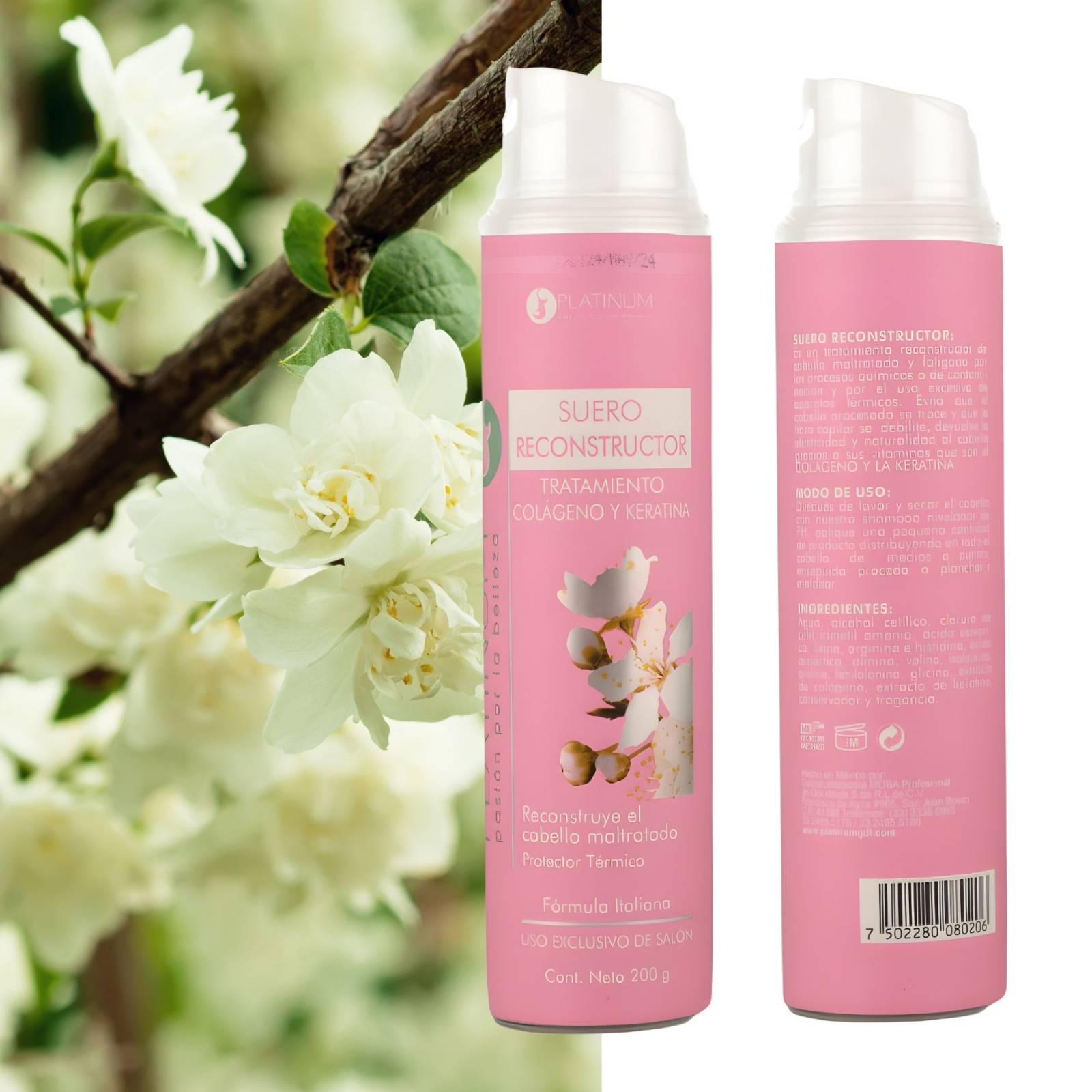 ecomlab Tratamiento Capilar Platinum Suero Reconstructor Colágeno Y Keratina Para Cabello Maltratado Y Quebradizo Protector Térmico Profesional, Suero Restaurador Para Belleza Capilar 2 Piezas.