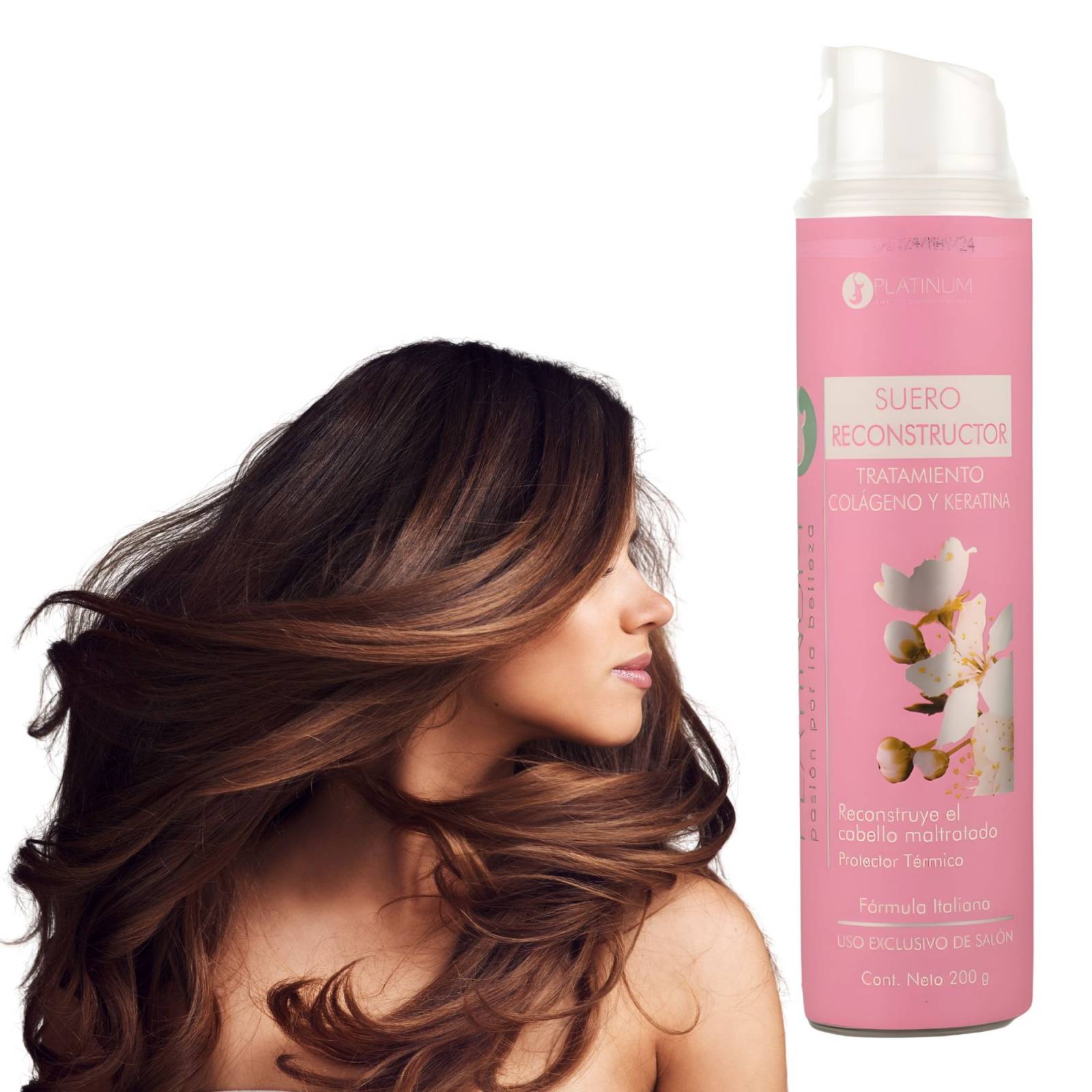 ecomlab Tratamiento Capilar Platinum Suero Reconstructor Colágeno Y Keratina Para Cabello Maltratado Y Quebradizo Protector Térmico Profesional, Suero Restaurador Para Belleza Capilar 2 Piezas.