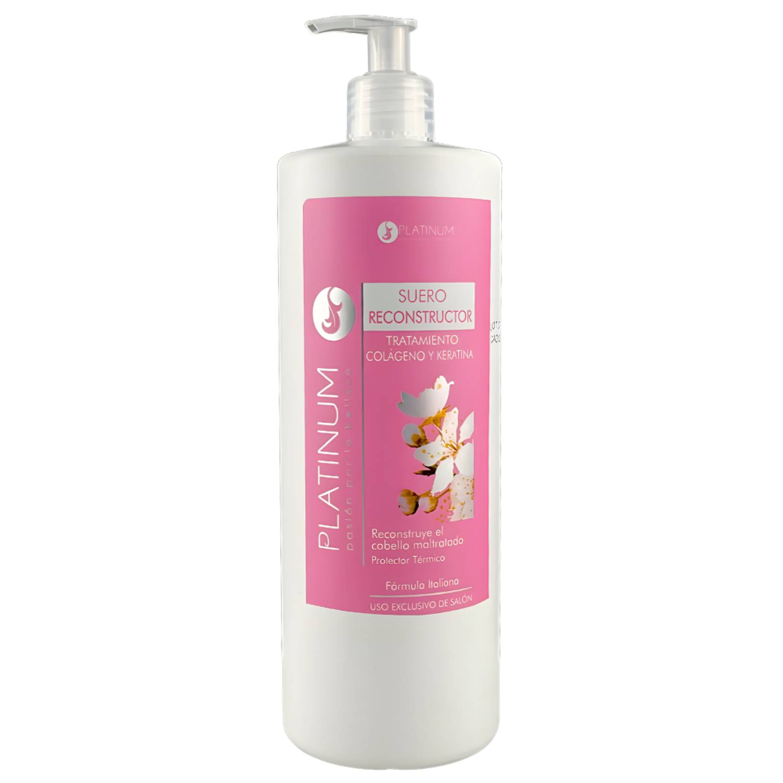 ecomlab Tratamiento Capilar Platinum Suero Reconstructor Colágeno Y Keratina Para Cabello Maltratado Y Quebradizo Protector Térmico Profesional, Suero Restaurador Para Belleza Capilar 1 L.