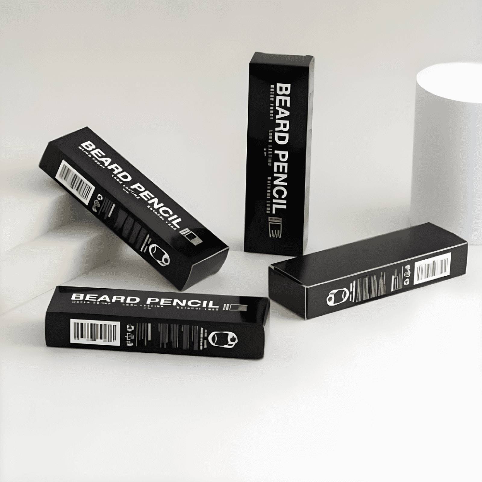 Pincel Boligrafo Para Barba, Bigote Ceja Kit Cepillo Y Pluma Tinte Ipermeable Para Relleno (Negro)