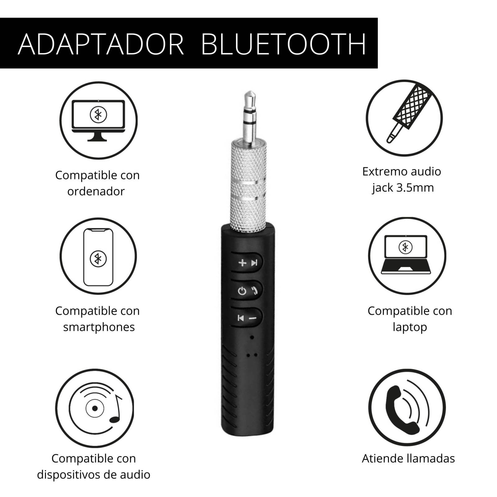 Receptor Bluetooth 5.0 para Auto Auxiliar con Micrófono: audio inalámbrico y manos libres para automóvil..