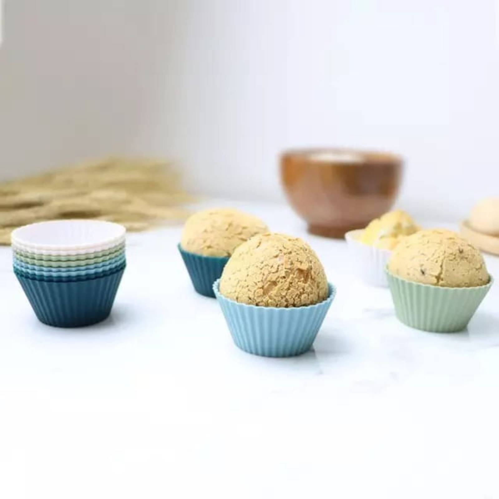 ecomlab Moldes de silicona para cupcakes reutilizables, antiadherentes para hornear y Flexibles, forro para muffins, mantecadas, magdalenas, capacillos de repostería paquete de 24 piezas.