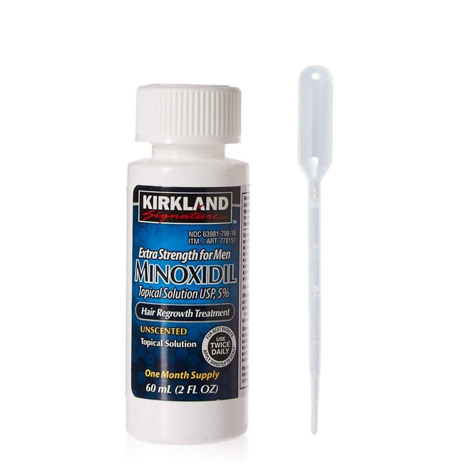 Minoxidil 5% 1 Frasco Para Crecimiento Capilar Barba Y Bigote, Disminuye la pérdida de cabello, 6 meses de tratamiento, Kirkland Signature.